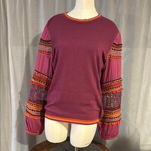 Anthropologie Emeryl Lace Bl-nk  Puff‎ Sweater Top